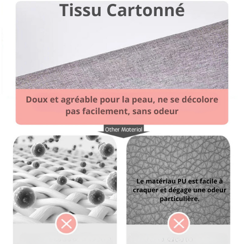 Gros plan sur le tissu de la barrière de lit Sécureo™, qui est à la fois doux pour la peau de bébé et suffisamment résistant pour conserver sa forme. Le tissu est sans odeur et ne se décolore pas facilement.
