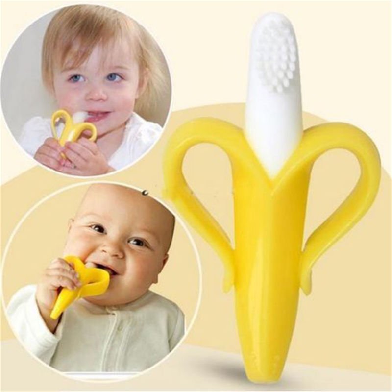 BANANE DE BIENVEILLANCE BUCCALE™ : BROSSE À DENTS EN SILICONE SANS BPA, JOUET DE DENTITION SÉCURISÉ POUR BÉBÉS ET TOUT-PETITS - Besoin bébé