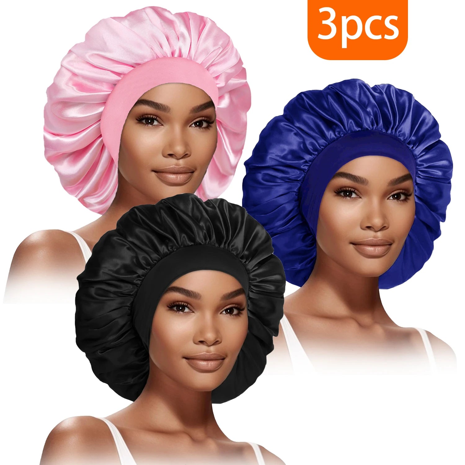 Bonnets Élastiques Femme SmoothStyle™ - Lot de 3 pour Cheveux Raides & Bouclés - Besoin bébé