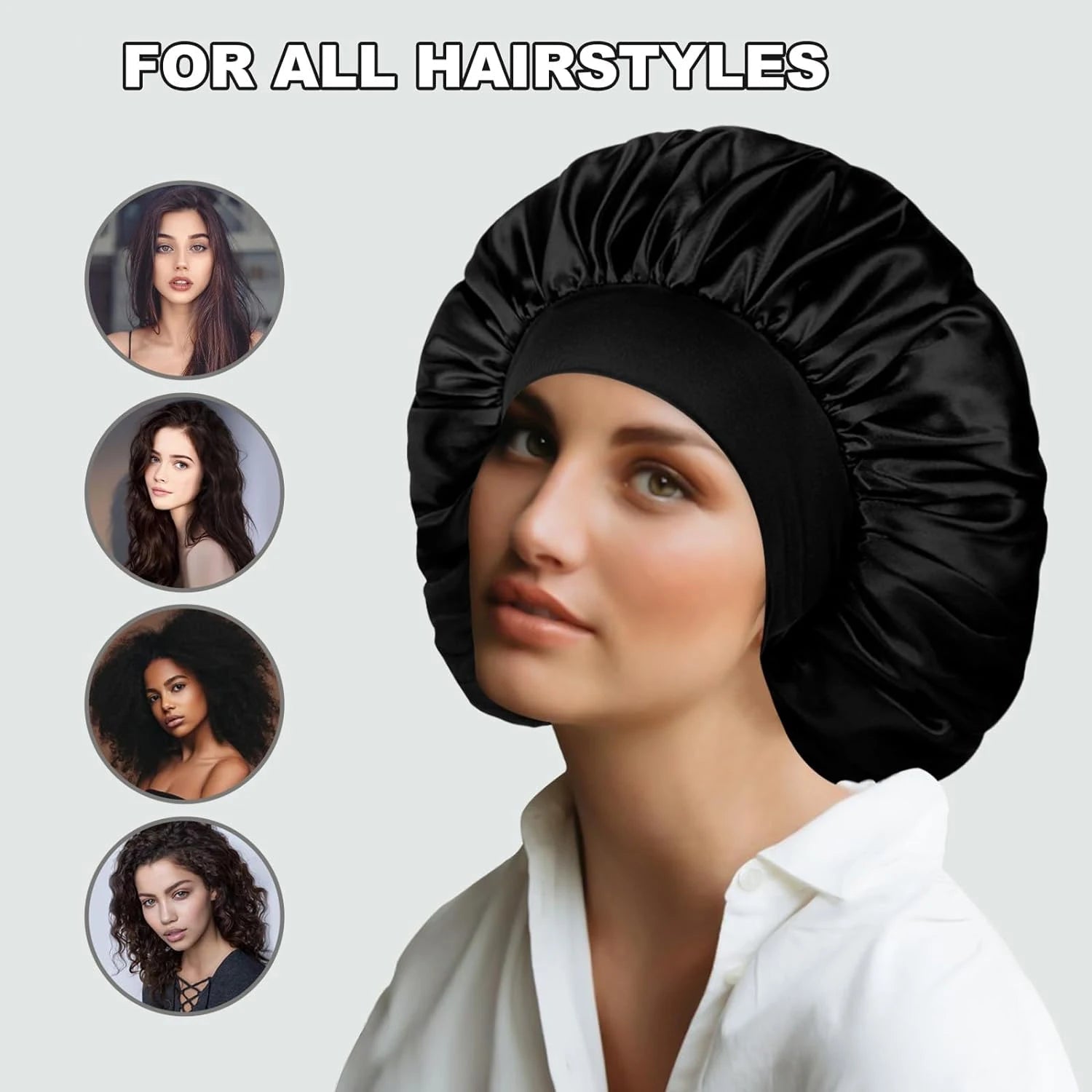 Bonnets Élastiques Femme SmoothStyle™ - Lot de 3 pour Cheveux Raides & Bouclés - Besoin bébé