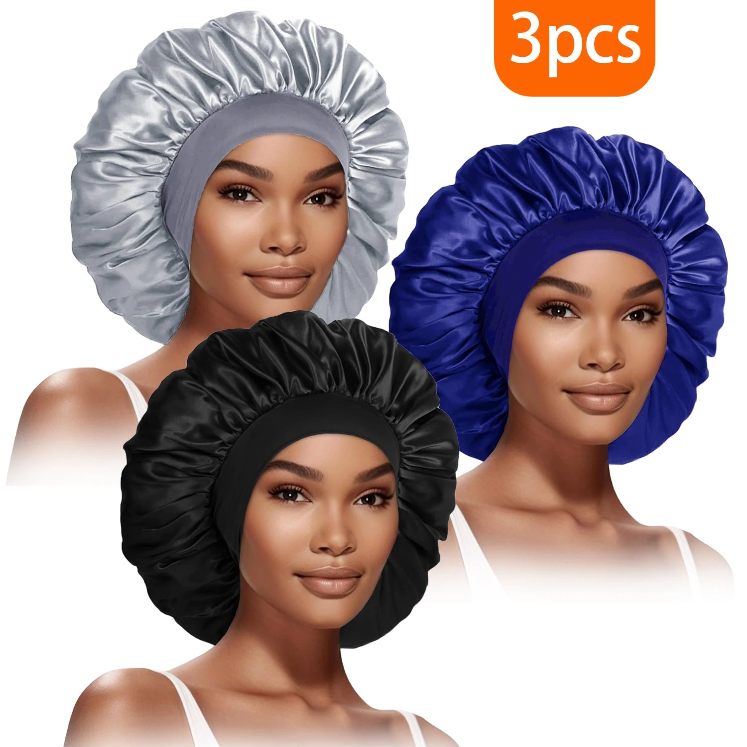 Bonnets Élastiques Femme SmoothStyle™ - Lot de 3 pour Cheveux Raides & Bouclés - Besoin bébé