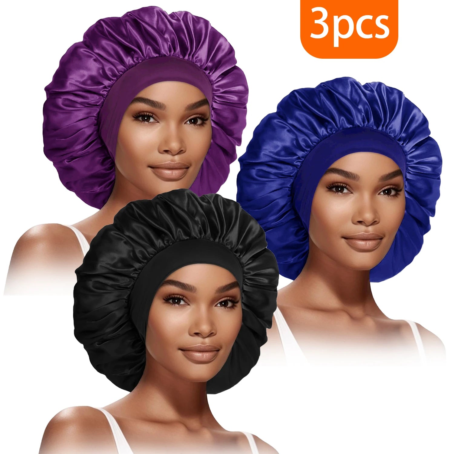 Bonnets Élastiques Femme SmoothStyle™ - Lot de 3 pour Cheveux Raides & Bouclés - Besoin bébé