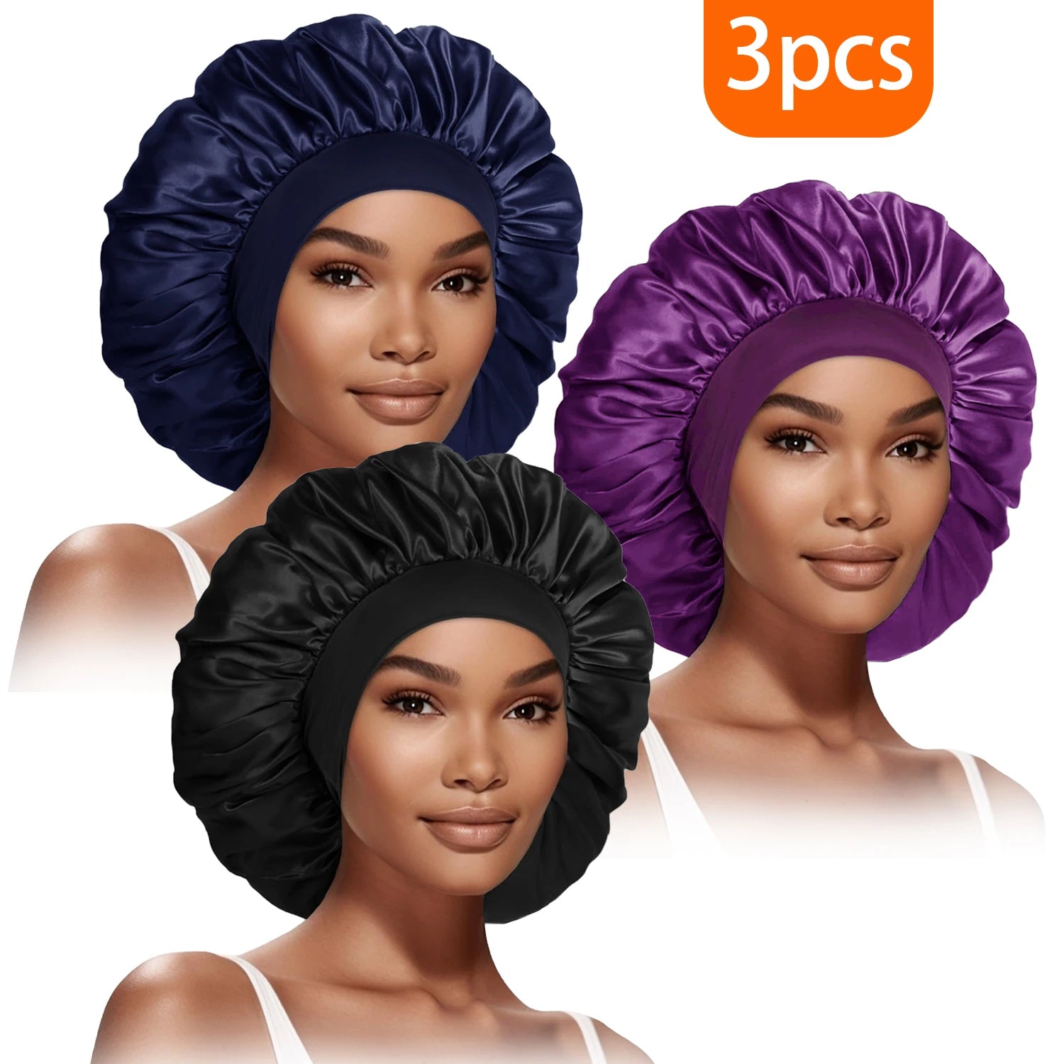 Bonnets Élastiques Femme SmoothStyle™ - Lot de 3 pour Cheveux Raides & Bouclés - Besoin bébé