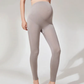 Legging de grossesse gris long LeggingTherm™ : pantalon de maternité avec doublure polaire chaude et ceinture haute de maintien pour l'hiver.