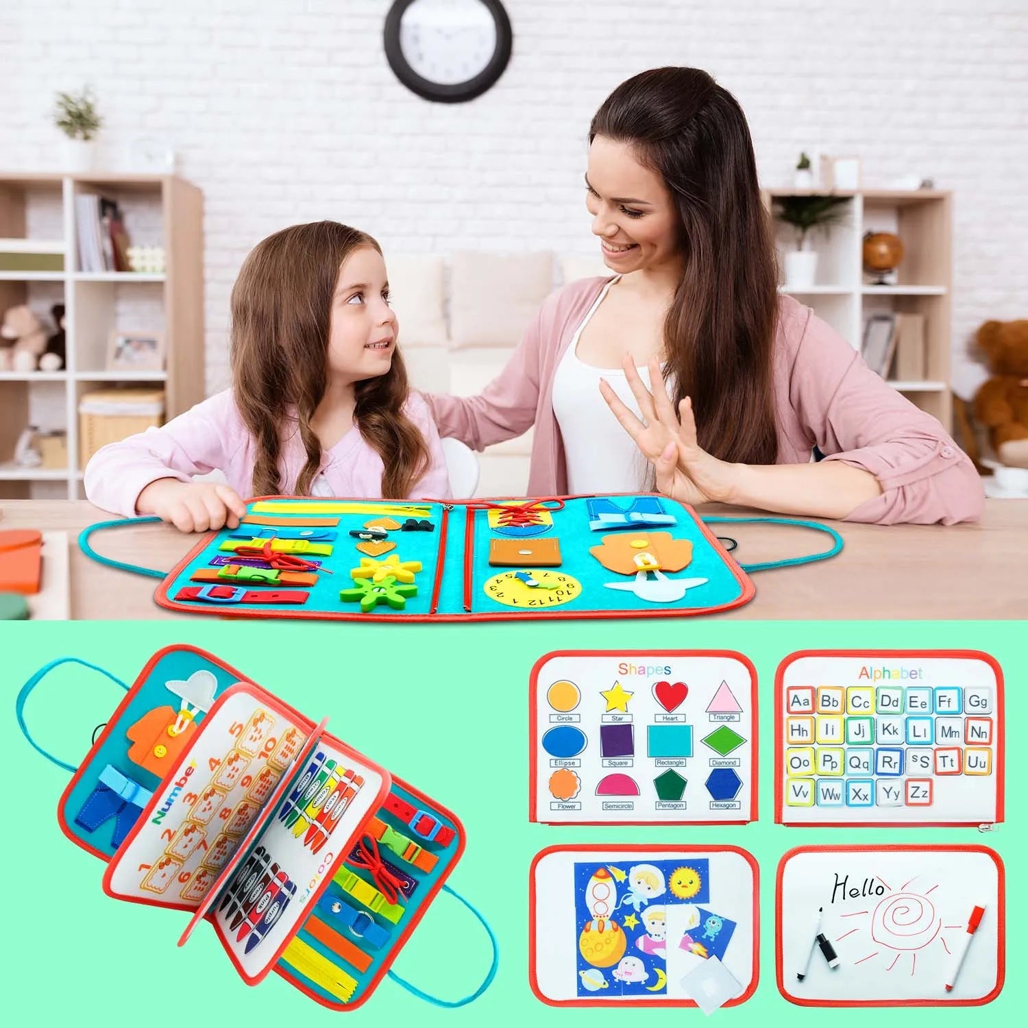 Planche d'Activités Montessori ActiviPlay™ – Jouet de Motricité pour Bébé et Voyage, 3 - 6 ans, certifié CE - Besoin bébé