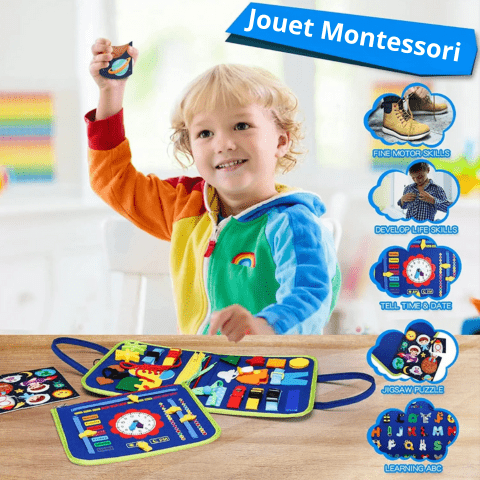 Planche d'Activités Montessori ActiviPlay™ – Jouet de Motricité pour Bébé et Voyage, 3 - 6 ans, certifié CE - Besoin bébé