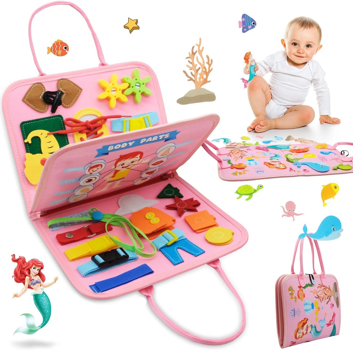 Planche d'Activités Montessori ActiviPlay™ – Jouet de Motricité pour Bébé et Voyage, 3 - 6 ans, certifié CE - Besoin bébé