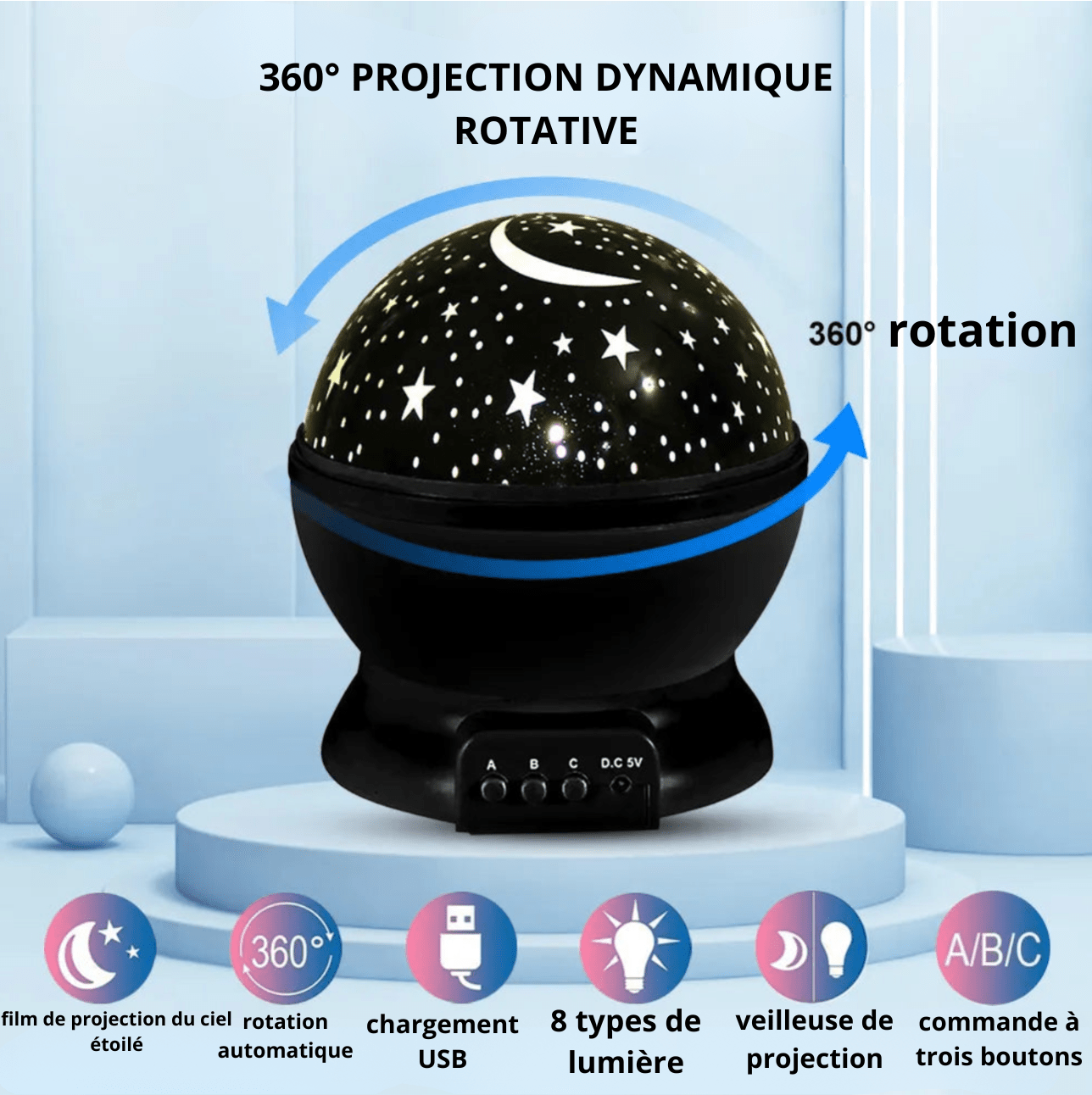 "PROJECTEUR ÉTOILÉ™ : UNE MAGIE CÉLESTE POUR LA CHAMBRE DE VOTRE ENFANT"™ - Besoin bébé