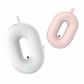 Mini Purificateur d'air portable en deux couleurs, rose et blanc, montrant le voyant LED vert allumé, indiquant que le dispositif de purification d'air est en fonction.